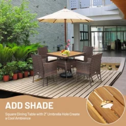 Costway 5PCS Patio Rattan Dining Furniture Set Arm Chair Wooden Table Top 13 Costway 5PCS Patio Rattan Dining Furniture Set Arm Chair Wooden Table Top -Costway GUEST 1120e203 0292 45e0 8596 f572b7176da4