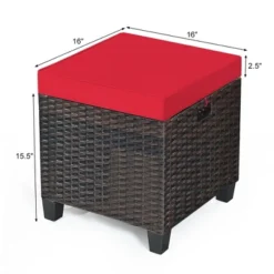 Costway 2PCS Patio Rattan Ottoman Cushioned Seat Foot Rest Coffee Table Red -Costway GUEST 1187a1ec 70dc 4c8b bfa0 23beac231cba