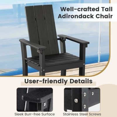 Costway Tall Adirondack Chair With Ergonomic Backrest Armrests & Footrest For Backyard Black/Gray/Navy/Turquoise 8 Costway Tall Adirondack Chair With Ergonomic Backrest Armrests & Footrest For Backyard Black/Gray/Navy/Turquoise - Image 6