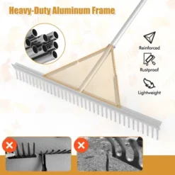 Costway Landscape Rake With 36" Head & 68" Handle Heavy-Duty Aluminum Leaf Rake For Lawns -Costway GUEST 11ac3376 e3f7 4c66 a35f 9e93e0a40a3c