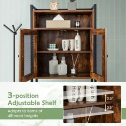 Over-the-toilet Storage Cabinet Bathroom Storage Organizer Above Toilet With Heavy-duty Metal Frame & 3-position Adjustable Shelf 2-door Freestanding -Costway GUEST 11e23404 89f3 484a 8780 b908b5571757