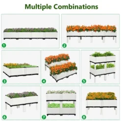 Costway Set Of 4 Raised Garden Bed Elevated Flower Vegetable Herb Grow Planter Box White -Costway GUEST 12742eb8 79e5 489d b7ea 7cf478dbd575