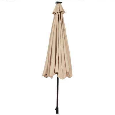 Costway 10' Solar LED Lighted Patio Market Umbrella Shade Tilt Adjustment Crank TanBeige 9 Costway 10' Solar LED Lighted Patio Market Umbrella Shade Tilt Adjustment Crank TanBeige - Image 7