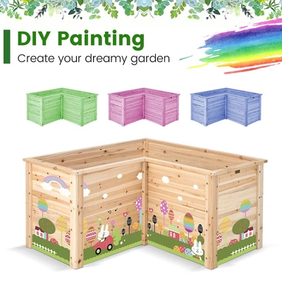 Costway 24'' L-Shaped Deep Root Planter Box Wooden Raised Garden Bed With Open-Ended Base 10 Costway 24'' L-Shaped Deep Root Planter Box Wooden Raised Garden Bed With Open-Ended Base - Image 8