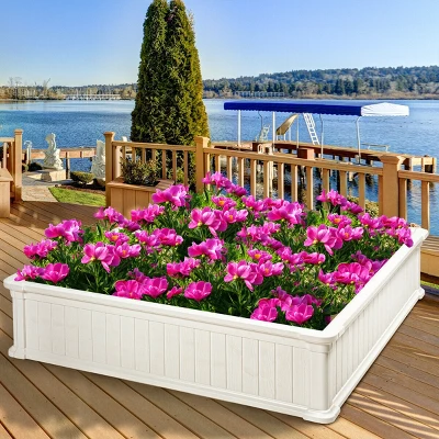 Costway 4 Pcs 48.5'' Raised Garden Bed Square Plant Box Planter Flower Vegetable White 11 Costway 4 Pcs 48.5'' Raised Garden Bed Square Plant Box Planter Flower Vegetable White - Image 9