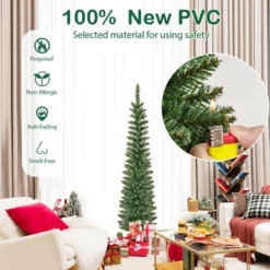 Costway 5/6/7/99 FT Pre-Lit Pencil Christmas Tree With 400 LED Lights & 699 Branch Tips Party -Costway GUEST 1335e6e3 2e91 4549 b3f6 3036b1a01397