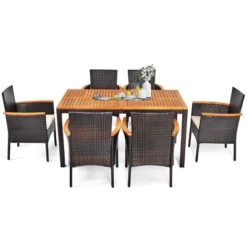 Costway 7PCS Patio Rattan Dining Set Armrest Cushioned Chair Wooden Tabletop 19 Costway 7PCS Patio Rattan Dining Set Armrest Cushioned Chair Wooden Tabletop -Costway GUEST 133a6dab 986f 4bc6 aece 5980d5fa96fd