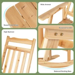 Costway 2PCS Patio Wooden Rocking Chair Bistro Set High Backrest W/Folding Side Table 14 Costway 2PCS Patio Wooden Rocking Chair Bistro Set High Backrest W/Folding Side Table -Costway GUEST 1340a989 a031 4019 87bb 81481e5fd158