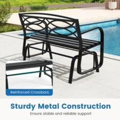 Costway 2-Person Outdoor Glider Bench With Metal Frame Armrests Geometric Backrest 20 Costway 2-Person Outdoor Glider Bench With Metal Frame Armrests Geometric Backrest -Costway GUEST 135980ae d769 407b a3ad 4aad50cc7ea1