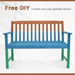 Costway 2-Person Outdoor Garden Wood Bench With Backrest Armrests For Yard Porch -Costway GUEST 139683df 4752 4354 9b5c 67b3a2643d60