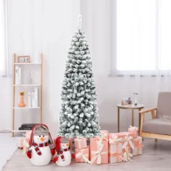 Costway 4.5/6/7.5 Ft Unlit Hinged Snow Flocked Artificial Pencil Christmas Tree With 242/500/641 Branch 15 Costway 4.5/6/7.5 Ft Unlit Hinged Snow Flocked Artificial Pencil Christmas Tree With 242/500/641 Branch -Costway GUEST 13a9d6d2 23ba 4f31 84b1 3cb810dd85a7