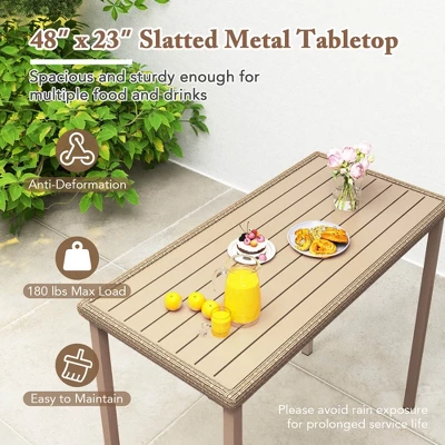 Costway 48" Outdoor Counter Height Table Patio Bar Table Heavy Duty Rectangle Metal Frame 7 Costway 48" Outdoor Counter Height Table Patio Bar Table Heavy Duty Rectangle Metal Frame - Image 5