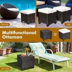Costway 2PCS Patio Rattan Ottoman Cushioned Seat Beige -Costway GUEST 13c4f3da 013e 49f7 9374 cf7e89ab0cce