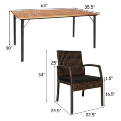 Costway 7PCS Patio Rattan Dining Chair Table Set With Cushion Umbrella Hole Black/Navy -Costway GUEST 13c8b40f 7f79 432f b404 9e30e410e2f4