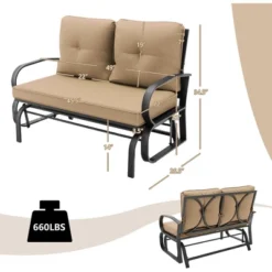 Costway Patio 2-Person Glider Bench Rocking Loveseat Cushioned Armrest Brick RedBeigeBlue -Costway GUEST 144b2af5 e1f5 43b6 8269 c5b42783fffb