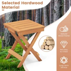 Costway 14" Compact Folding Side Table With Slatted Tabletop Stable Triangular Structure -Costway GUEST 14553bfc 3511 4778 a12d 8c6d641d7287