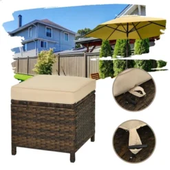 Costway 6PCS Patio Rattan Dining Sofa Furniture Set Ottoman Table Lower Shelf -Costway GUEST 14889b87 9ecb 4e1d 9148 c63143d20c1b