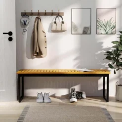 Costway 51" Wooden Outdoor Bench Patio Dining Bench With Acacia Wood Seat Natural -Costway GUEST 14c4ac47 9fb6 45c4 9c2b f71670c96817