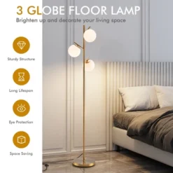 Costway 3-Globe Floor Lamp Modern Freestanding Lamp Living Room w/Foot Switch -Costway GUEST 14f89a37 3239 4faa 965f d6b6c6cf3b50