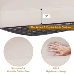 Costway 3PCS Patio Wicker Sofa Set Acacia Wood Frame With Beige &Turquoise Cushion Covers 18 Costway 3PCS Patio Wicker Sofa Set Acacia Wood Frame With Beige &Turquoise Cushion Covers -Costway GUEST 150134d9 6bd6 44fa 90bb edabadd4ae78