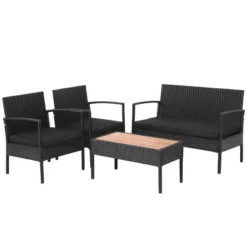 Costway 4PCS Patio Rattan Furniture Set Cushioned Chair Wooden Tabletop Black 18 Costway 4PCS Patio Rattan Furniture Set Cushioned Chair Wooden Tabletop Black -Costway GUEST 152d510b 4612 40a8 8981 1362472a6344