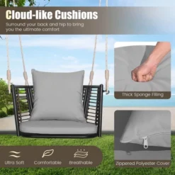 Costway Patio Hanging Rattan Basket Chair Swing Hammock Chair With Seat Cushion Navy/Grey/Beige 20 Costway Patio Hanging Rattan Basket Chair Swing Hammock Chair With Seat Cushion Navy/Grey/Beige -Costway GUEST 1544ad89 44f4 439a 80f9 102e2f9c9a17