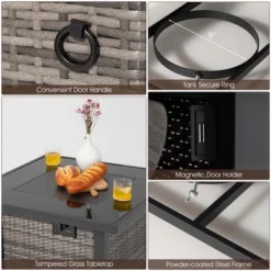 Costway 9 Pieces Patio Furniture Set With 50,000 BTU Propane Fire Pit Table Black/Gray/Navy/Red/White/Turquoise -Costway GUEST 154a5857 781f 42ba a9a8 7db37eb6d385