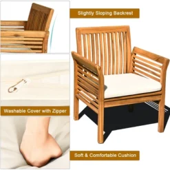 Costway 8 PCS Outdoor Acacia Wood Sofa Furniture Set Cushioned Chair Coffee Table Garden -Costway GUEST 16156d57 193f 4307 9208 ad183d79f479