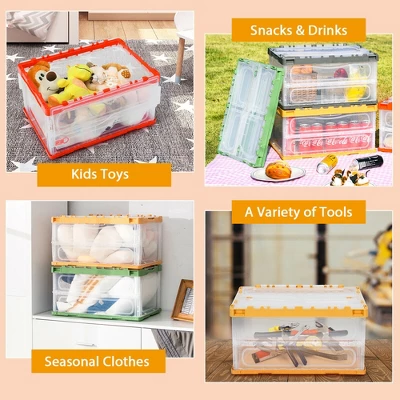 Costway 45L Collapsible Storage Bins Folding Plastic Stackable Utility Crates 4 Pack 9 Costway 45L Collapsible Storage Bins Folding Plastic Stackable Utility Crates 4 Pack - Image 7