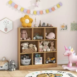 Costway 8-Cube Bookcase 41" Wooden Toy Storage Organizer For Kids Bookshelf Natural/White -Costway GUEST 16672813 291e 4ea5 ae22 a8f4093f958d