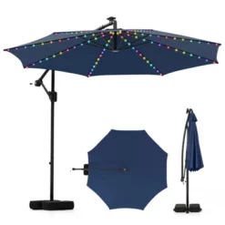 Costway 10 FT Solar Offset Hanging Umbrella With 96 Solar Multi-colored Flowing LED Lights Beige/Coffee/Gray/Navy/Red/Turquoise -Costway GUEST 16e12b68 5fac 40fa ac54 863d571ccc78