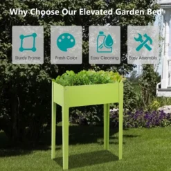 Costway 24'' X12'' Outdoor Elevated Garden Plant Stand Raised Tall Flower Bed Box -Costway GUEST 170b28f8 ac19 4b57 b36f 5be8935f501c