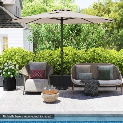 Costway 12 FT Patio Umbrella Outdoor Market Umbrella With Crank Handle 8 Sturdy Ribs Coffee/Beige/Red/Navy/Gray 3 Costway 12 FT Patio Umbrella Outdoor Market Umbrella With Crank Handle 8 Sturdy Ribs Coffee/Beige/Red/Navy/Gray