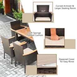Costway 7PCS Patio Rattan Dining Set Armrest Cushioned Chair Wooden Tabletop 17 Costway 7PCS Patio Rattan Dining Set Armrest Cushioned Chair Wooden Tabletop -Costway GUEST 171bdf69 2796 4c5a bb88 56d26c12b5ca