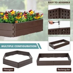 Costway Raised Garden Bed Set For Vegetable Flower Gardening Planter Brown -Costway GUEST 1897938b b188 4071 a139 2c928118a416