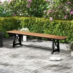 Costway 1/2 PCS Patio 72 " Extra Long Bench Outdoor Long Chair For 4 Weatherproof HDPE Seat Brown