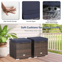 Costway 2PCS Patio Rattan Ottomans Seat Side Table Storage Box Footstool W/Cushions Navy 15 Costway 2PCS Patio Rattan Ottomans Seat Side Table Storage Box Footstool W/Cushions Navy -Costway GUEST 18a2a2b6 208f 4d6a a8cd 9a8079ce9141