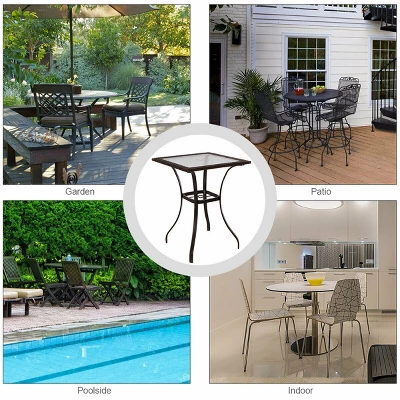 Outdoor Patio Rattan Wicker Bar Square Table Glass Top Yard Garden Furniture NEW 6 Outdoor Patio Rattan Wicker Bar Square Table Glass Top Yard Garden Furniture NEW - Image 4