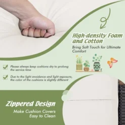 Costway Set Of 2 Patio Rattan Ottoman Footrest Cushions Wooden Handle Off WhiteBrownRedNavy -Costway GUEST 1906ba5a 78d3 4883 8234 7806532bdef7