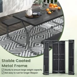 Costway 6 FT Picnic Table Bench Set Outdoor Dining Table & 2 Benches With Metal Frame Green/White/Black/Grey -Costway GUEST 19076eb7 d71f 4a03 883f db6e72553388