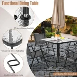 Costway Patio Dining Set For 4 Folding Chairs & Dining Table Set With Umbrella Hole -Costway GUEST 1908214e 6e3e 4831 b1ae 4778f594ad22