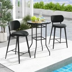 Costway 38'' Patio Round Counter Height Bar Table WithTempered Glass Tabletop Poolside -Costway GUEST 19413b39 5a91 43a5 9f8b 28276e073da9