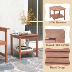 Costway Patio Acacia Wood Side Table 2-Tier Square End Table Porch Poolside Natural -Costway GUEST 19c0229d 4a08 4d81 9e04 365c579d4d54