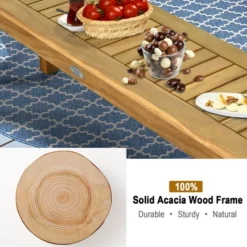 Costway 1/2 PCS 52" Outdoor Acacia Wood Dining Bench Chair With Slatted Seat 13 Costway 1/2 PCS 52" Outdoor Acacia Wood Dining Bench Chair With Slatted Seat -Costway GUEST 19d2f6d3 ae75 4d9a 9066 adce31f203ea