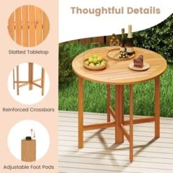 Costway 36" Outdoor Folding Round Dining Table With Slatted Tabletop For Backyard -Costway GUEST 1a01e3a8 c4ff 4dc1 aa6f 282a6dbd437f