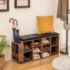 Costway Wooden Shoe Bench 10-Cube Storage Organizer With Padded Cushion & Umbrella Holder -Costway GUEST 1a61aa35 e3cc 4b6c 91ec 255afa271141
