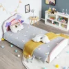 Costway Kids Upholstered Platform Bed Children Twin Size Wooden Bed Rainbow Pattern -Costway GUEST 1a8424db aa8c 427d 8761 9473c1488f1b