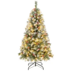 Costway 5FT/6.5FT/7.5FT Artificial Christmas Tree Hinged With 200/420/560/650 Warm LED Lights & 126/207/267/309 Red Berries -Costway GUEST 1aa3d3ac a0f3 43ec a8aa 0fba2ac7a746