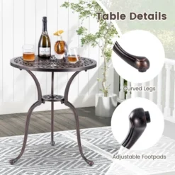 Costway 24" Round Cast Aluminum Table Patio Dining Bistro Table With 2 Inch Umbrella Hole -Costway GUEST 1af17a4a 225a 43e0 85de e92d2301260b