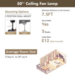 Costway 50'' Ceiling Fan With Light Classic Ceiling Fan Lamp W/Noiseless Reversible Motor 18 Costway 50'' Ceiling Fan With Light Classic Ceiling Fan Lamp W/Noiseless Reversible Motor -Costway GUEST 1b1da3db d0e8 4f4c 9efe 8108d97d5507